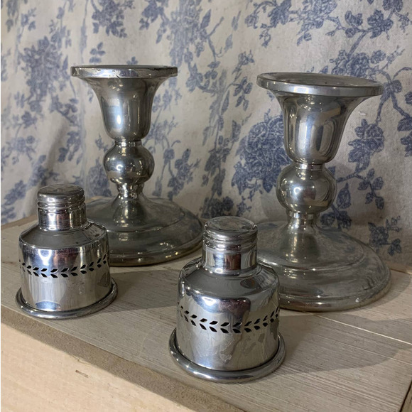 VTG Pair of 2 Silver Plated Screw-Top Candlesticks - Picture 6 of 8